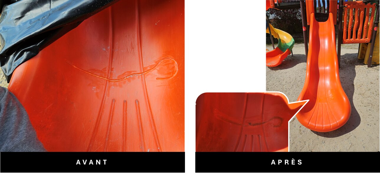 Réparation de palettes plastiques – avant / après – PLASTIC R3