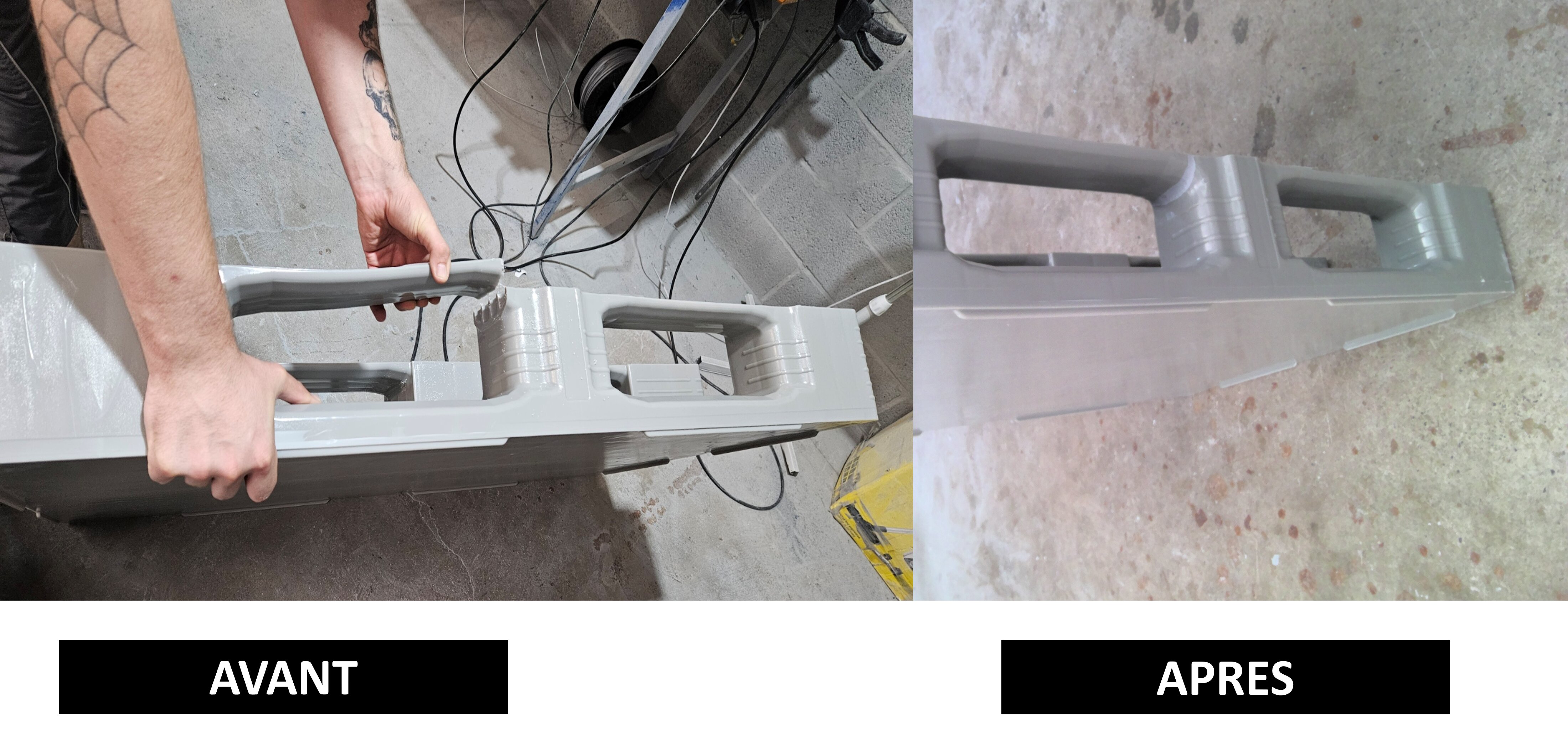 Réparation de palettes plastiques – avant / après – PLASTIC R3