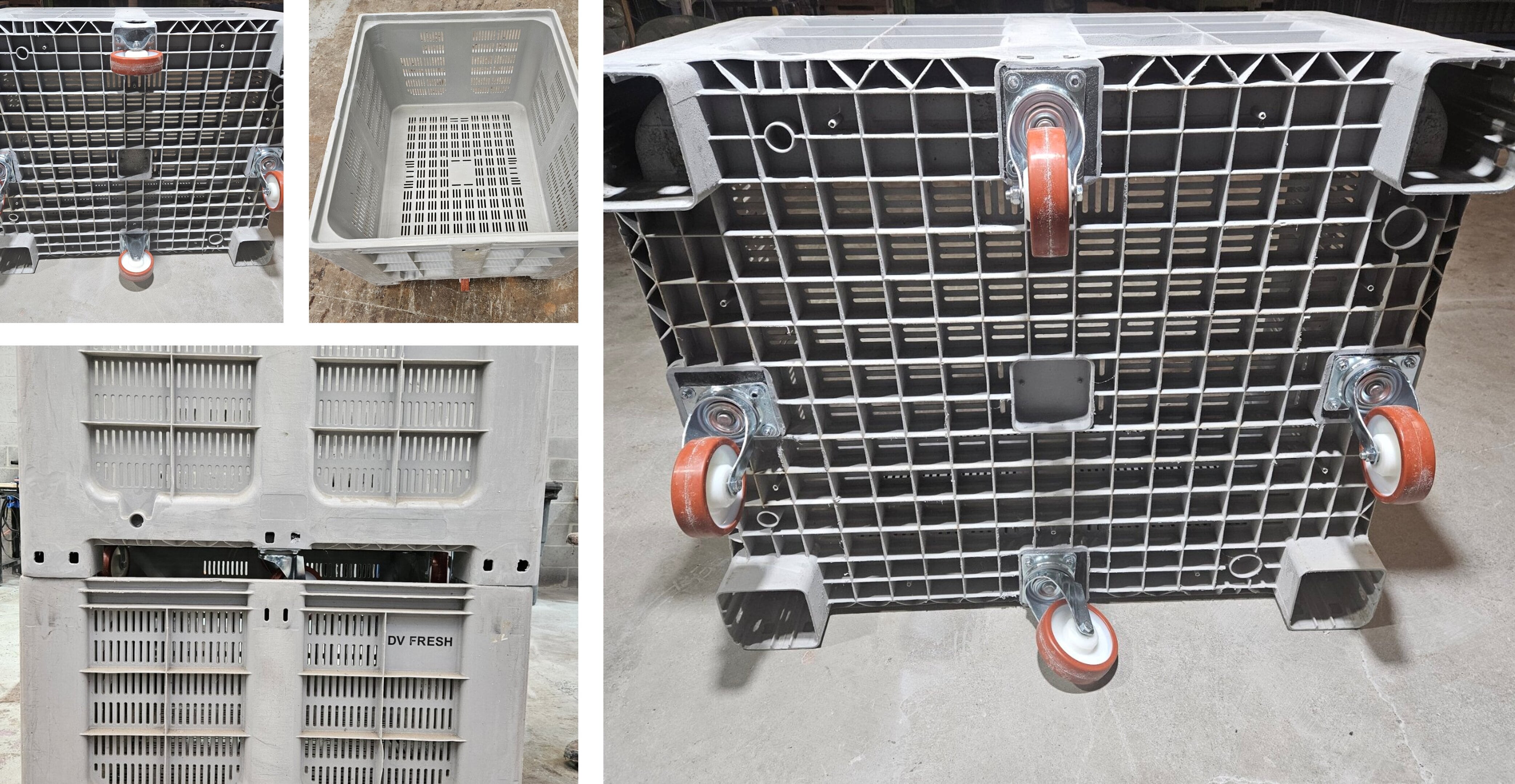 Personnalisation de caisses-palettes plastiques – marquage, renforts, identification – PLASTIC R3