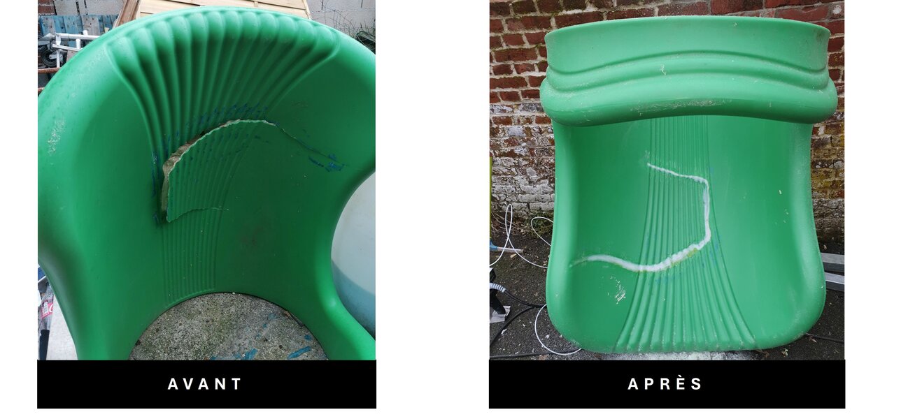 Réparation de palettes plastiques – avant / après – PLASTIC R3